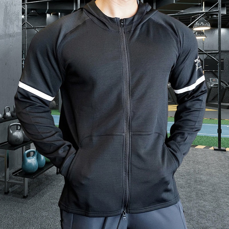Men and Women Jacket Fitness Hooded Coat Gym Workout Sportswear Running Hoodies Outdoor Sport Hiking Clothing Tops Zipper Pocket