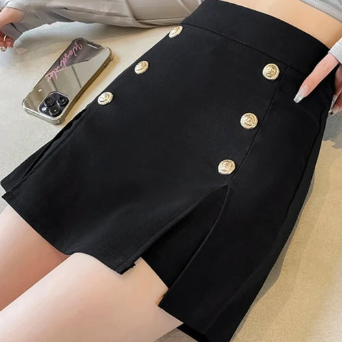 Load image into Gallery viewer, Buttons Black Slim Sexy Female Fashion Skirt High Waist Solid Color Casual Women&#39;s Mini Skirts Simple Chic Office Lady
