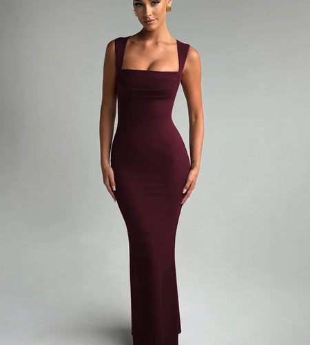 Square Collar Sleeveless Sexy Maxi Dress For Woman Fashion Spring Summer New High Waist Bodycon Club Party Long Dress