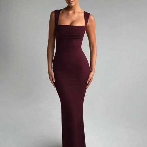 Load image into Gallery viewer, Square Collar Sleeveless Sexy Maxi Dress For Woman Fashion Spring Summer New High Waist Bodycon Club Party Long Dress
