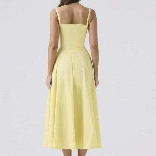 Load image into Gallery viewer, Elegant Spaghetti Strap Body Long Dress Women Set Fishbone Tight Sexy Bareback Summer 2024 Split Strap Set Evening Dress
