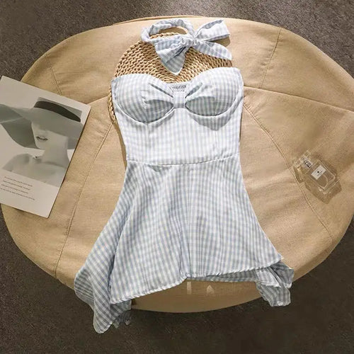 Load image into Gallery viewer, Summer French Plaid Off Shoulder Sleeveless Irregular Strapless Tops Women Backless High Waist Slim Short Top Fashion Clothing
