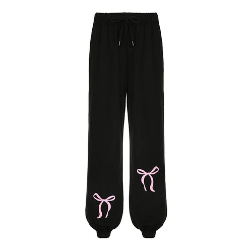Load image into Gallery viewer, Casual Loose Sportswear Joggers Pants Autumn Sweatpants Coquett Clothes Bow Pattern Print Elastic Waist Trousers Cute
