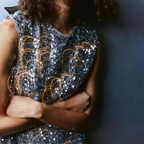 Load image into Gallery viewer, Sequins Backless Bow Sexy Mini Dress For Women Robe 2025 New Sleeveless A-line Sparkle Club Dress Elegant Vestido
