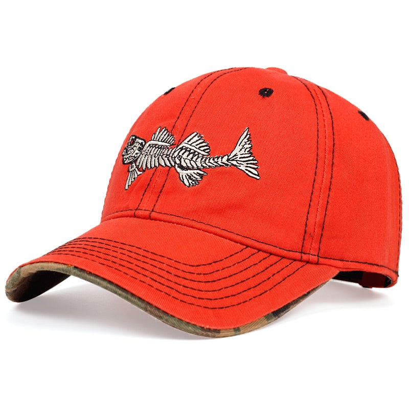 Fish bone embroidery baseball cap fashion unisex wild snapback caps adjustable truck hats cotton casual hats