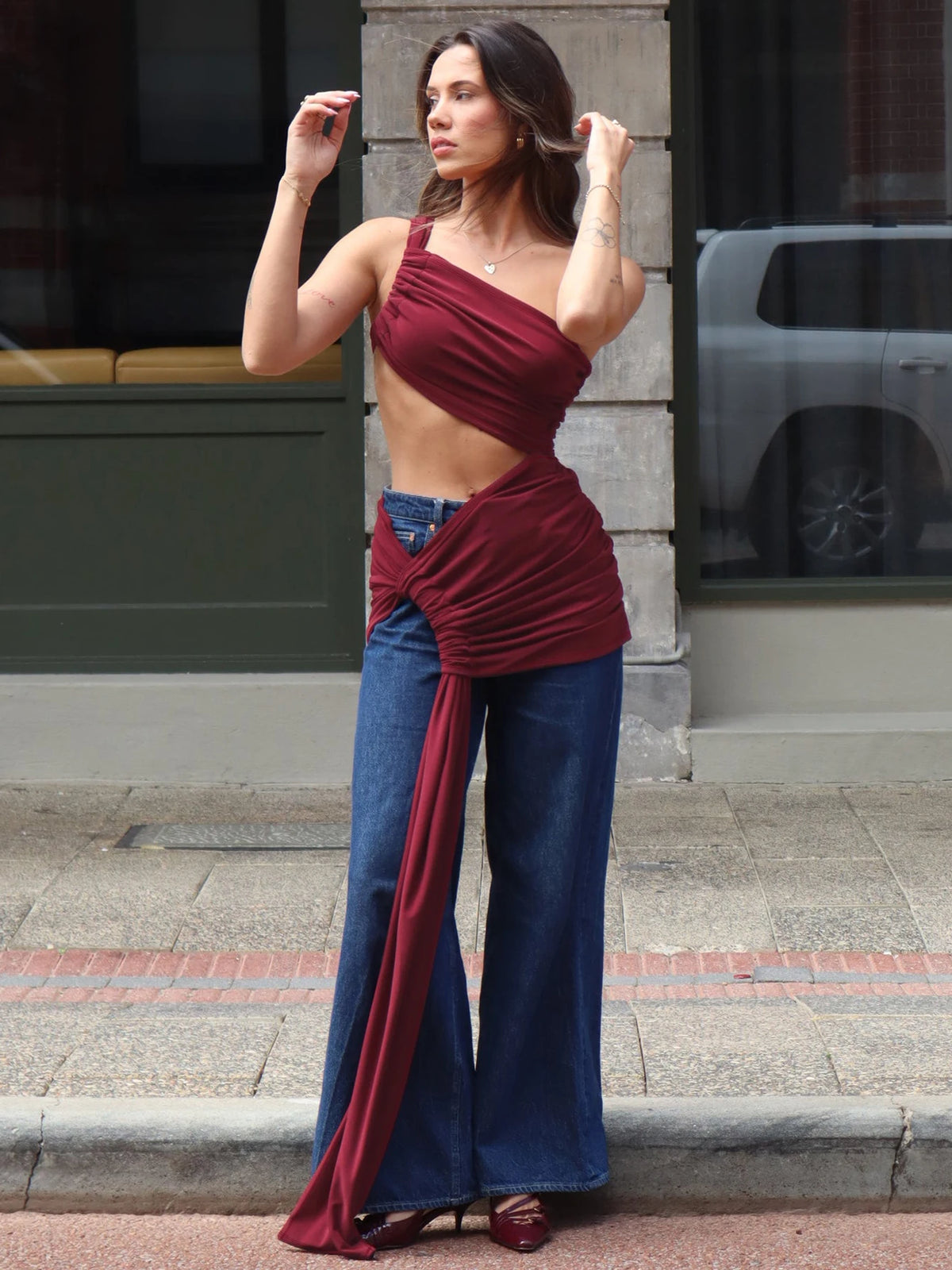 Halter One Shoulder Solid Hollow Out Ruched Shirring Sexy Slim Mini Dress Summer Women Fashion Outfits Party Holiday