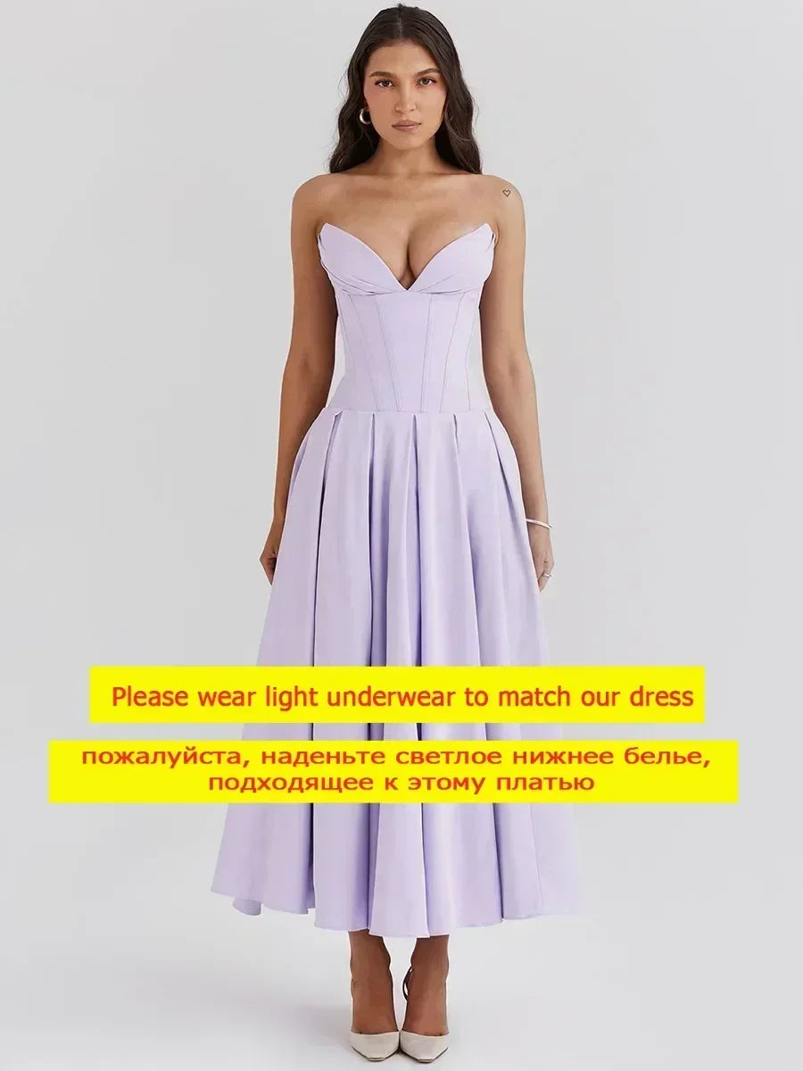 Summer Wedding Guest Party Dresses 2024 New Arrivals Maxi Elegant Formal Occasion Dress Strapless Sexy Corset Dress
