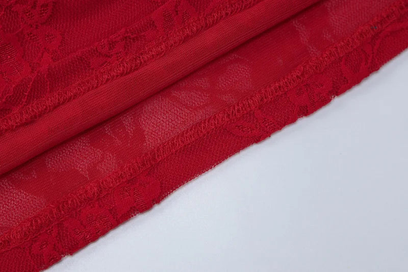 See Through Lace Sexy Dress Set Women Off-shoulder Strapless Dress And Pants Matching Sets Ladies Party Two Piece Set