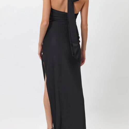 Load image into Gallery viewer, Solid Spliced Appliques Slimming Dresses For Women Halter Sleeveless High Waist Temperament Dress Female Fashion
