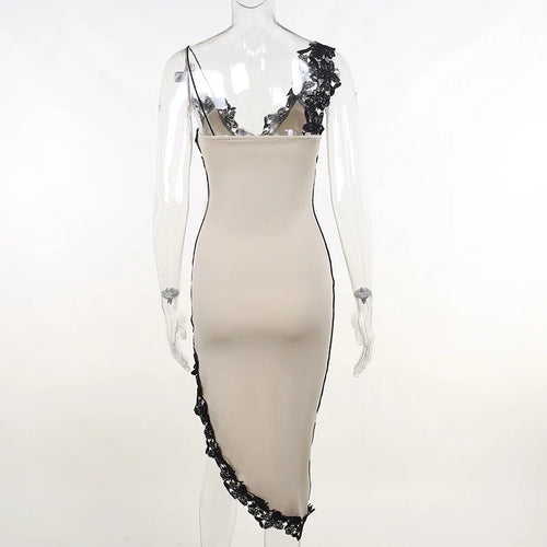 Load image into Gallery viewer, Lace High Split Sexy Midi Dress For Women Robe 2023 New Spaghetti Strap Sleeveless Deep V Neck Party Long Dress Vestido
