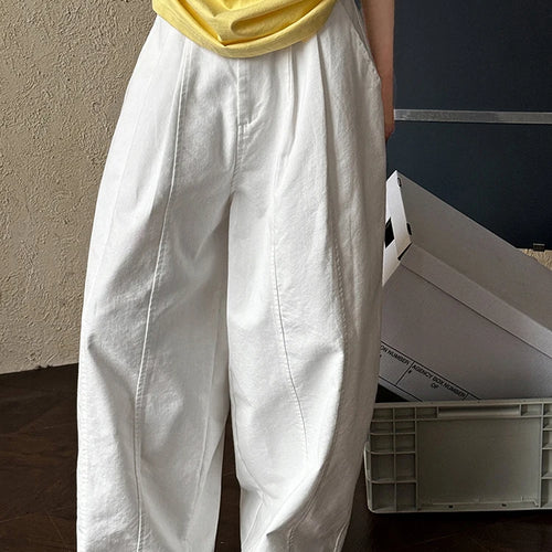 Load image into Gallery viewer, High Waist White Pleated Brief Long Elegant Wide Leg Jeans New Women Trousers Fashion Tide Spring Autumn 2025 1DH9977
