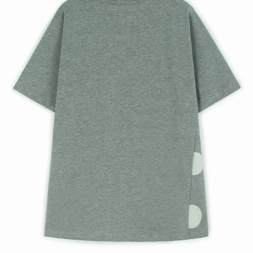 Load image into Gallery viewer, Women Gray Dot Printed Irregular Pleated Big Size T-shirt New Round Neck Short Sleeve Fashion Spring Summer 2025 1DJ1130

