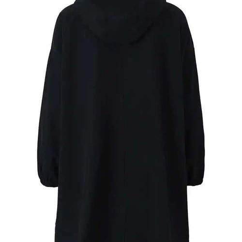 Load image into Gallery viewer, Black Zipper Irregular Big Size Long Jacket New Hooded Long Sleeve Women Coat Fashion Spring Autumn 2025 1DF165801
