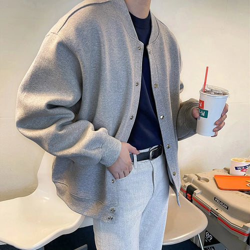 Load image into Gallery viewer, American Style Men's Jackets Round Collar Solid Color Casual Menswar Single Breasted Loose New Trendy Male Coats 9W1232
