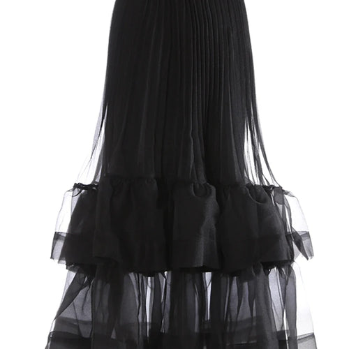 Load image into Gallery viewer, High Elastic Waist Rose Red Duoble Layers Organza Pleated Half-body Skirt Women Fashion New Spring Autumn 2025 1DJ0987
