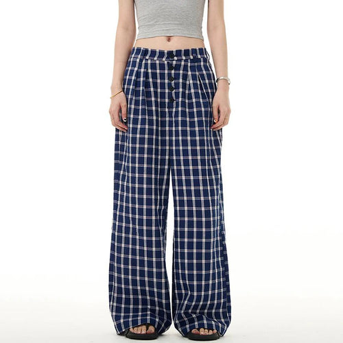 Load image into Gallery viewer, Men's Casual Plaid Pants Loose Fashion Straight Leg Buckle Design Male Wide Leg Trousers Spring Tide Men Clothing 9W1479
