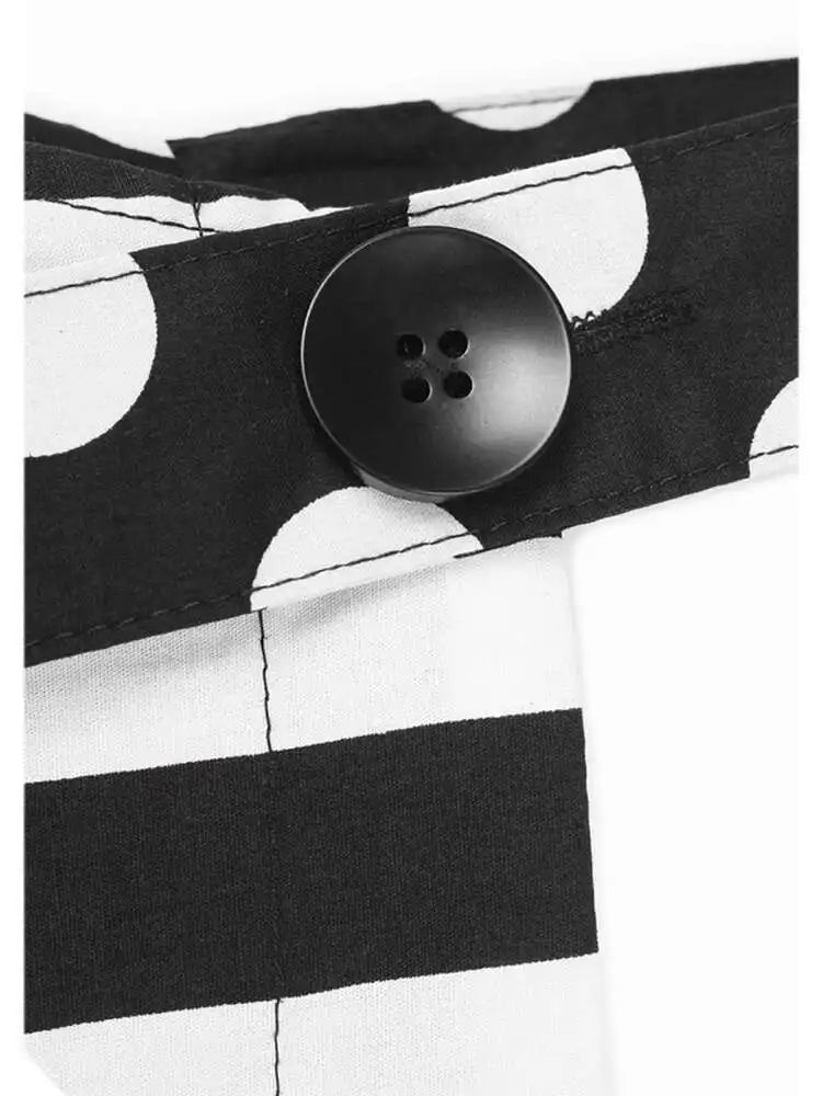 Women Black Dot Printed Big Size Pocket Strap Dress New Square Collar Sleeveless Fashion Tide Spring Autumn 2025 1DH6187