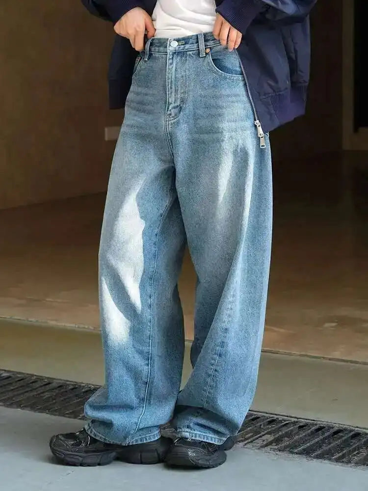 High Waist Blue Denim Long Casual Big Size Wide Leg Jeans New Women Trousers Fashion Tide Spring Autumn 2025 1DH6727