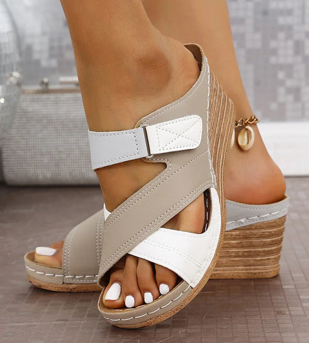 Women's Sandals High Heels Wedges Sandals Women Shoes Summer Sandalias Mujer Mix Color Slippers Heeled Sandals Summer Footwear