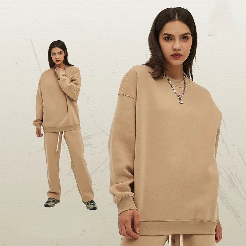 Male Sweatshirt Sweatpants Two-piece Set Pullover Round Collar Long Sleeve Top Straight Pants Spring Fashion Tide 9W128