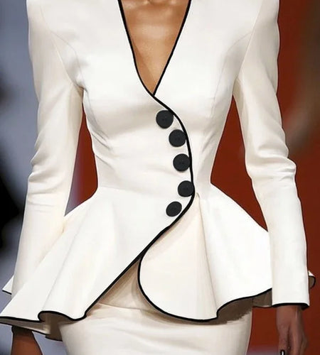 Fall Women’s Original Jacket Outerwear 2025 Spring Deep V-Neck Long Sleeves Buttoned Slim Elegant Ladies Clothing Tops