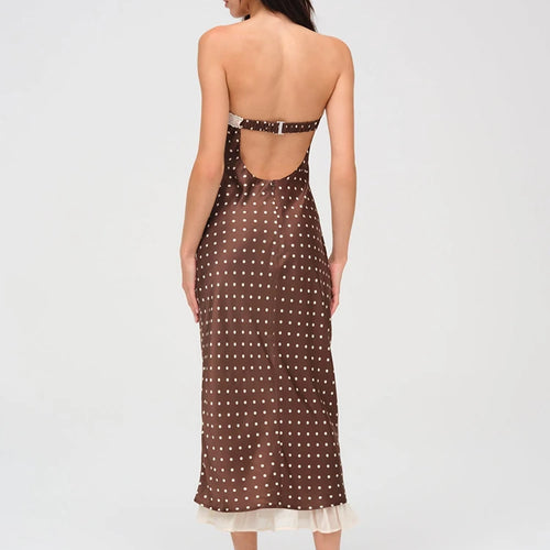 Load image into Gallery viewer, Lace Strapless Backless Sexy Midi Dress For Women Fashion Off-shoulder Sleeveless Bodycon Polka Dot Dress Elegant
