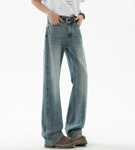 Men's Jeans New Spring American Cat Whiskers Design Loose Solid Color Style Light Flare Fanshionable Pants 2025 9W1535