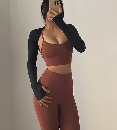 Nylon Dancing Ballet Shawl Women Long Sleeve Yoga Shirts Fitness Crop Top Running Tight Sports Coat Quick Dry Workout Shurg