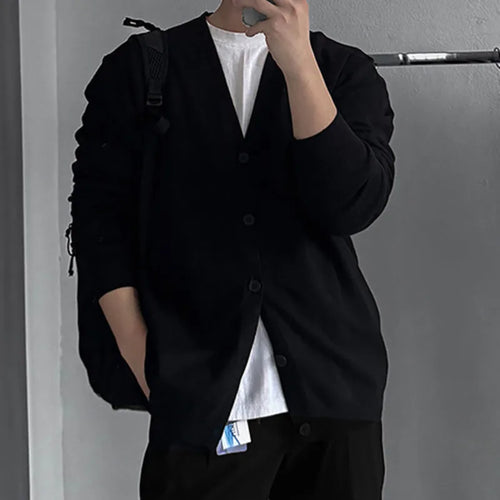 Load image into Gallery viewer, Men's Swearter New Korean Style Knitted V-neck Buttoned Sweaters Cardigan Loose Spring Single Breasted Male Top 9W1819
