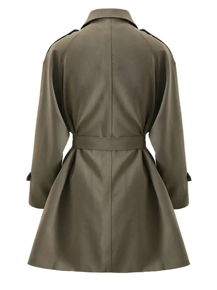 Women Brown Belted Big Size Casual Trench New Lapel Long Sleeve Windbreaker Fashion Tide Spring Autumn 2025 CPG1176