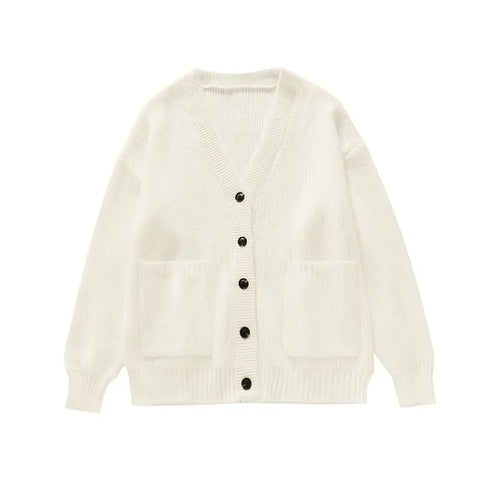 Load image into Gallery viewer, Autumn Sweet Y2k Aesthetic Casual Knitted Cardigans 2025 Grunge Gentle Solid All Match Tops Harajuku Loose V Neck Sweater Women
