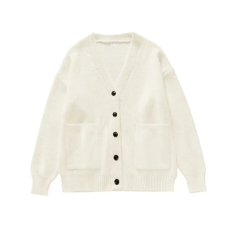 Autumn Sweet Y2k Aesthetic Casual Knitted Cardigans 2025 Grunge Gentle Solid All Match Tops Harajuku Loose V Neck Sweater Women