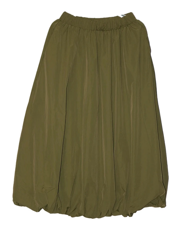 High Elastic Waist Army Green Brief Big Size Bud Half-body Skirt Women Fashion Tide New Spring Autumn 2025 1DJ1017