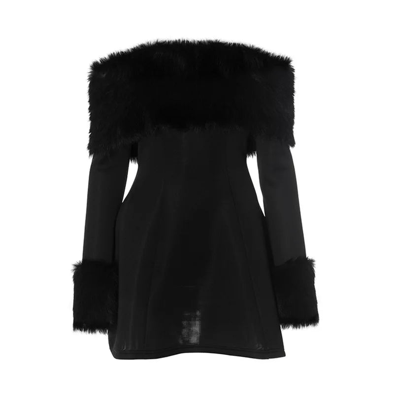 Feather Strapless Long Sleeve Sexy Mini Dress Women Fashion Off-shoulder Backless High Waist Club Party Dress Elegant