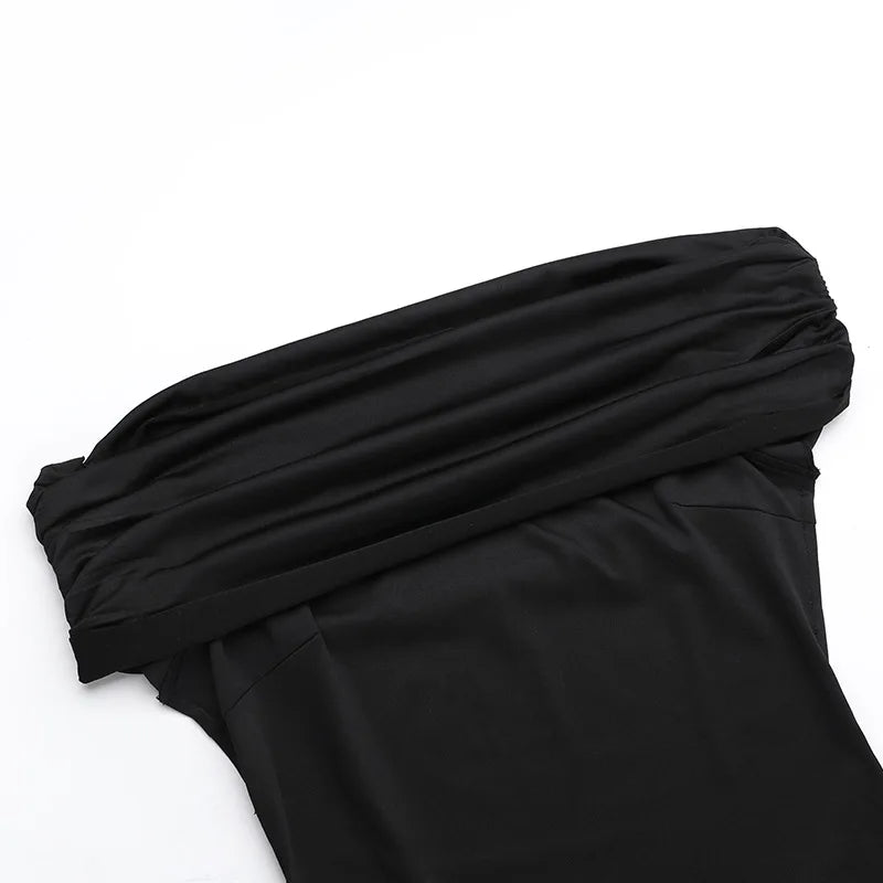 Strapless Backless Sexy Maxi Dress For Women Black Solid Off-shoulder Sleeveless Bodycon Club Party Long Dress Elegant