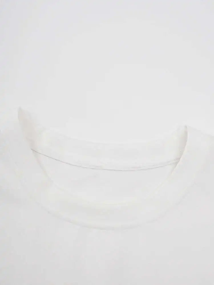 Women White Irregular Hem Big Size Casual T-shirt New Round Neck Long Sleeve Fashion Tide Spring Autumn 2025 CPG1909