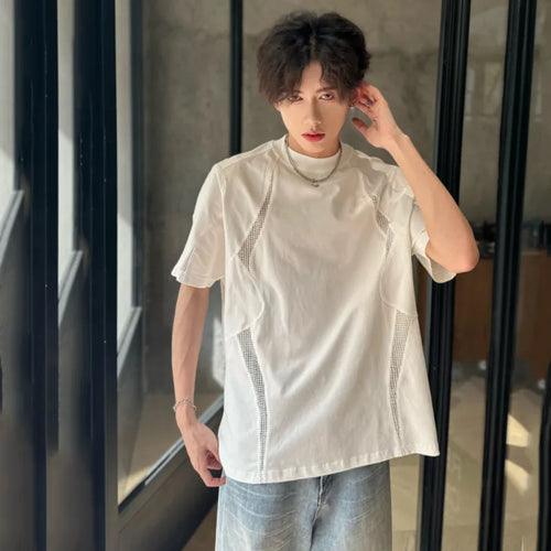 Load image into Gallery viewer, Minimalist Men&#39;s T-shirt Mesh Hollow Out Loose Short Sleeve Casual Male Pullover Tees Trend Summer 9C6181
