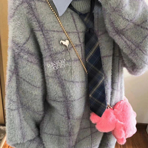 Load image into Gallery viewer, Y2k Aesthetic Autumn Patchwork Sweater Women Letter Embroidery Harajuku Knitted Pullover Streetwear Oversized Grunge Jumper
