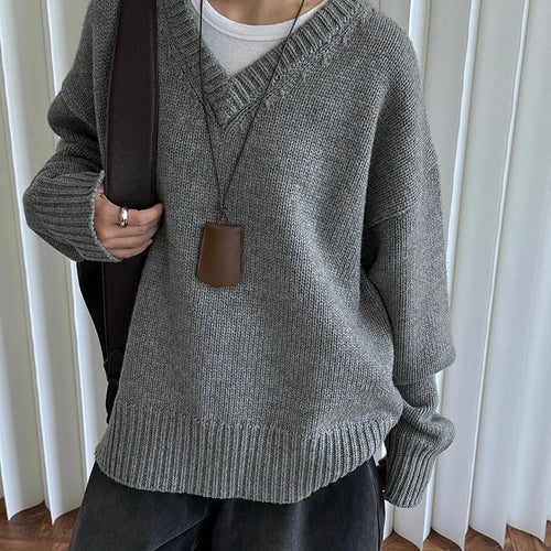 Load image into Gallery viewer, 50% Wool Thick Big Size Knitting Sweater V-Neck Long Sleeve Women Pullovers New Fashion Tide Spring Autumn 2025 1DH7319
