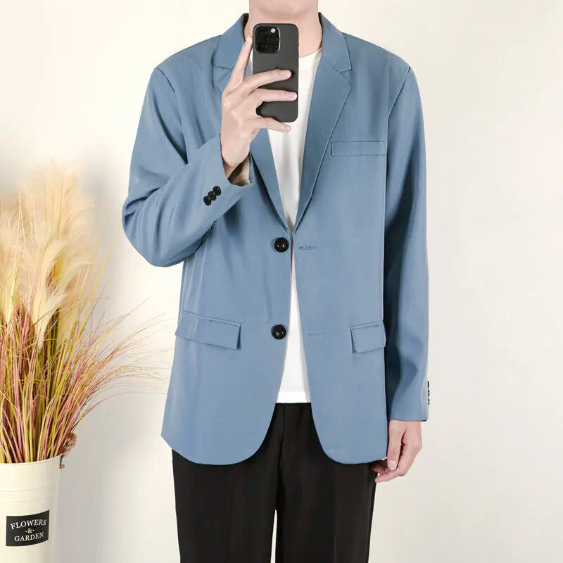 Male Suit Outerwear Highend Casual Men's Loose  Turn-down Collar Cool Trendy New Korean Fashionable Tide Suits 9W1214