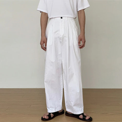 Load image into Gallery viewer, Casual Pants Men Pleated Solid Color Trend Loose Straight Trousers Korean Style Droop Wide Leg Sports Bottom Simple 9C8996
