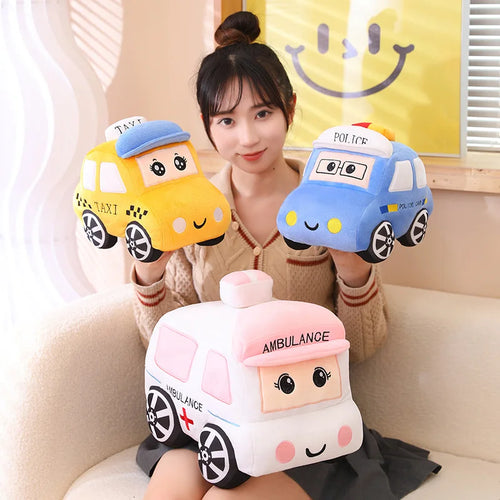 Load image into Gallery viewer, 30/40CM Cartoon Cars Peluche Toys Kawaii Police Cars Ambulances Taxis Plushie Dolls Stuffed Soft Toy Kids Baby Creative Gift
