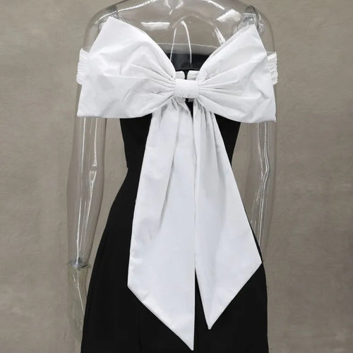 Load image into Gallery viewer, Bow Backless Sexy Mini Dress For Women Robe Elegant Off-shoulder Strapless Sleeveless A-line Club Sexy Dress Vestido
