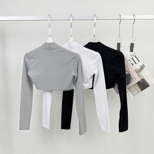 Load image into Gallery viewer, Nylon Dancing Ballet Shawl Women Long Sleeve Yoga Shirts Fitness Crop Top Running Tight Sports Coat Quick Dry Workout Shurg
