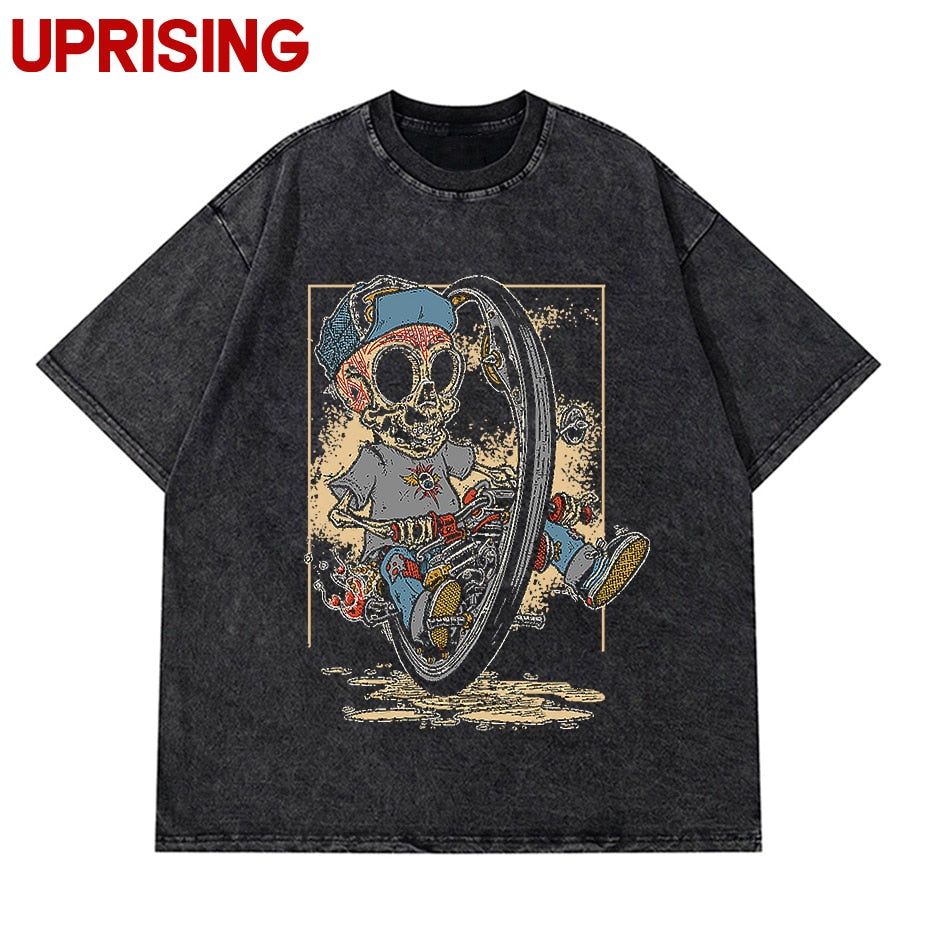 Vintage Washed Tshirts Anime T Shirt Harajuku Oversize Tee Cotton fashion Streetwear unisex top a83