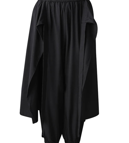 High Elastic Waist Black Irregular Spliced Long Wide Leg Pants New Trousers Women Fashion Tide Spring Autumn 2025 CPG2997