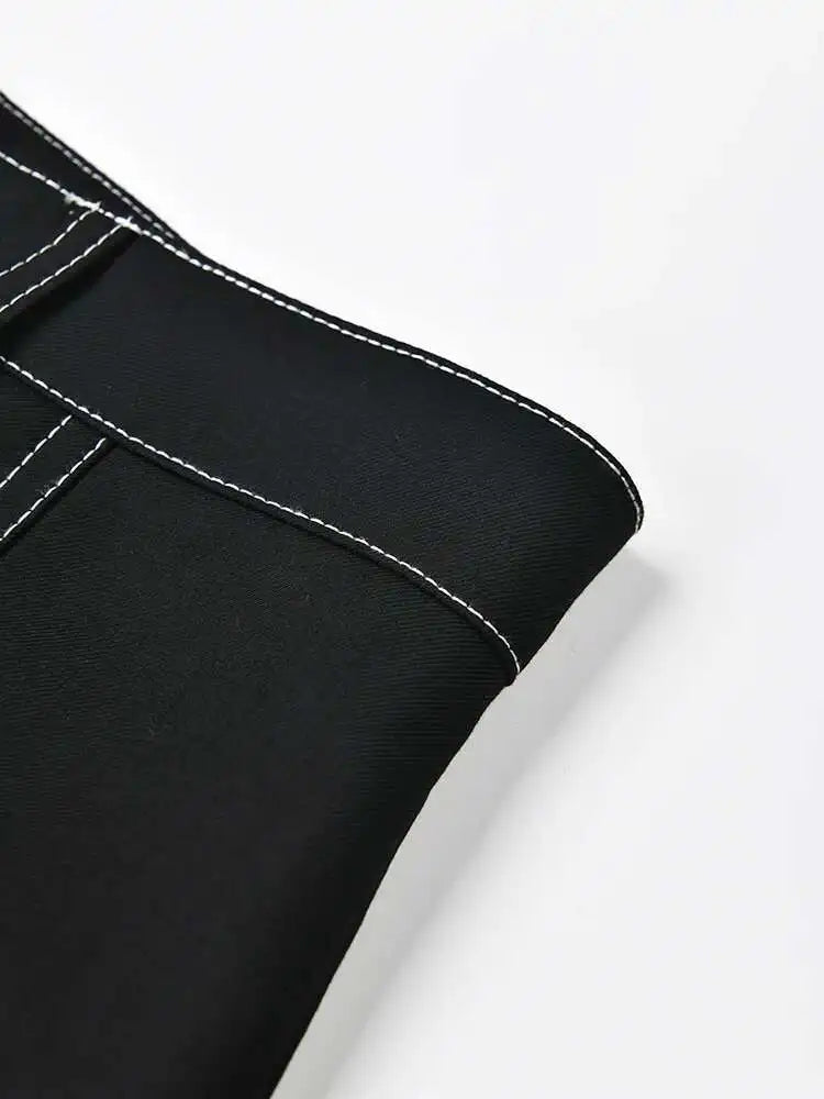 Black Jacket Big Size Wide Leg Pants Two Piece Suit New Lapel Long Sleeve Women Fashion Tide Spring Autumn 2025  CPG0425