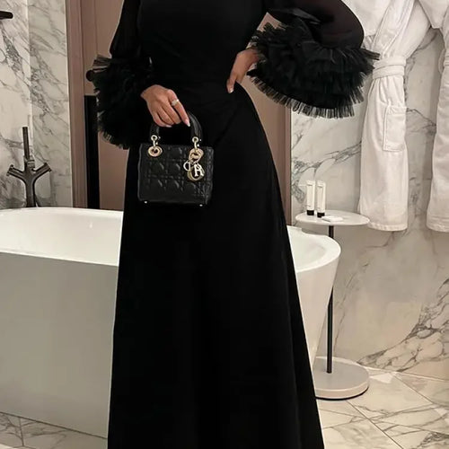 Load image into Gallery viewer, Elegant Solid Color Pleated Waist Party Evening Maxi Dresses 2025 New Spring Summer Fashion Flared Sleeve A-Line Dress

