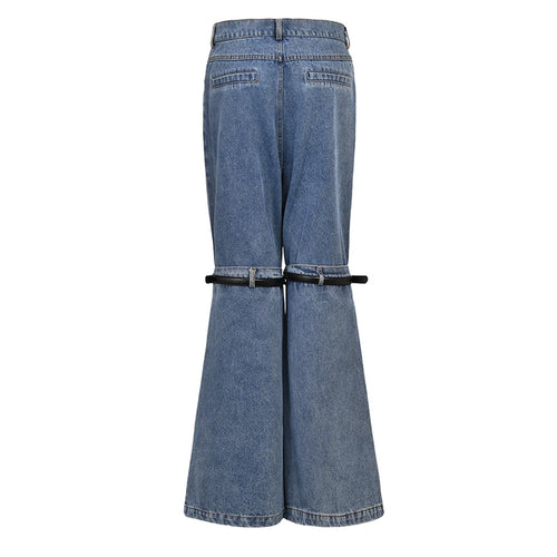 Load image into Gallery viewer, Fashion Men&#39;s Jeans Streetwear High Waist Pockets Belt Wide Leg Jeans Personality New Loose Trousers Autumn 2023
