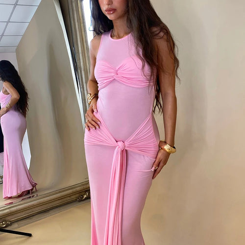 Load image into Gallery viewer, Elegant Mesh Patchwork Lace Up Dress For Women Bodycon Perspective Maxi Female Vestidos Party Club Evening Dress 2024
